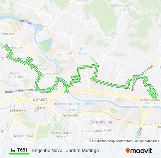 T651 bus Line Map