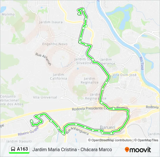 A163 Bus Line Map