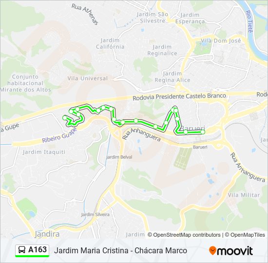 Mapa de A163 de autobús