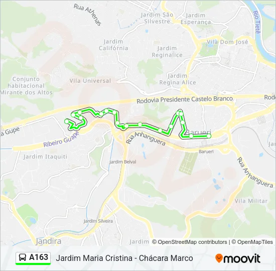 A163 Bus Line Map