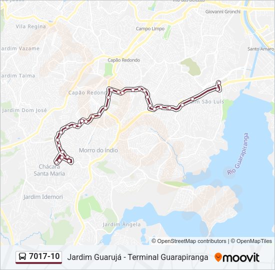 Mapa da linha 7017-10 de ônibus