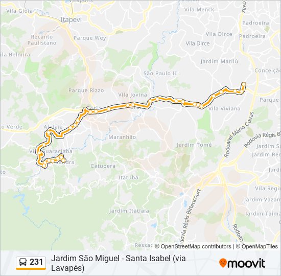 Mapa de 231 de autobús