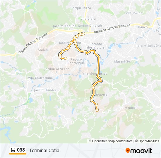 038 bus Line Map