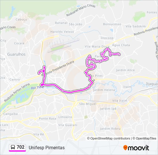 Mapa de 702 de autobús