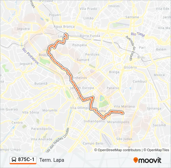 875C-1 Bus Line Map