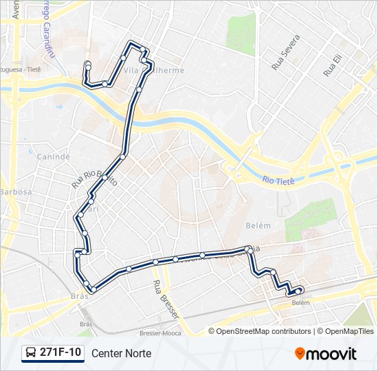 Mapa da linha 271F-10 de ônibus