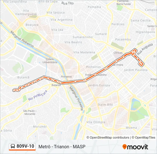809V-10 Bus Line Map