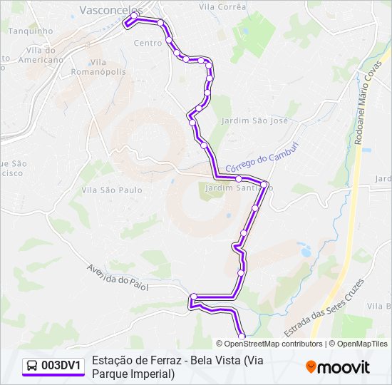 Mapa da linha 003DV1 de ônibus