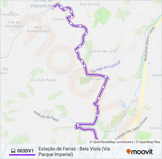 Mapa da linha 003DV1 de ônibus