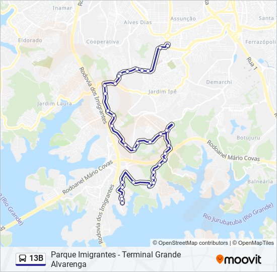 Mapa de 13B de autobús