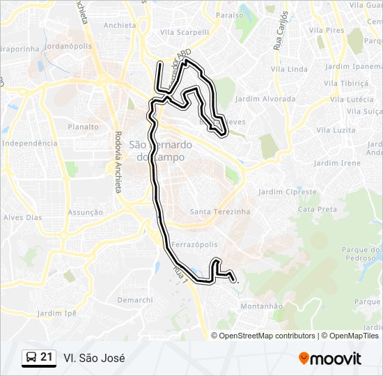 21 bus Line Map