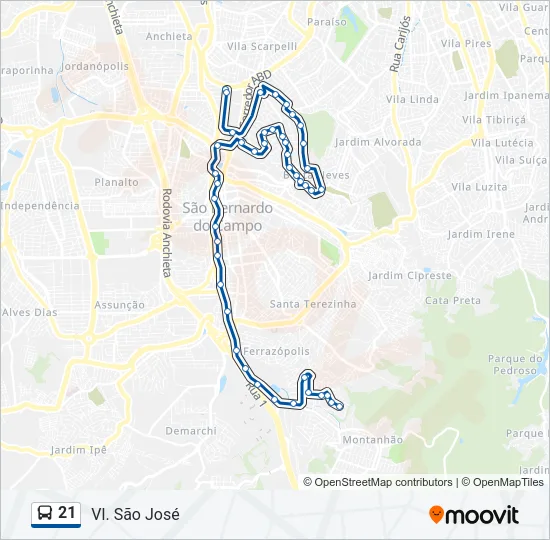 21 Bus Line Map