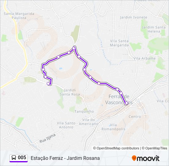 Mapa de 005 de autobús