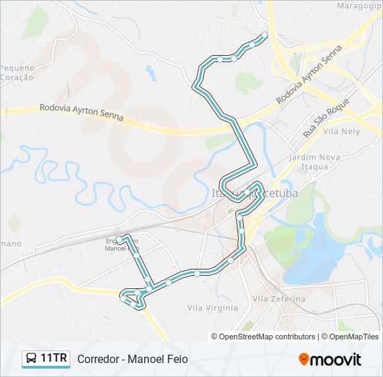 Mapa da linha 11TR de ônibus