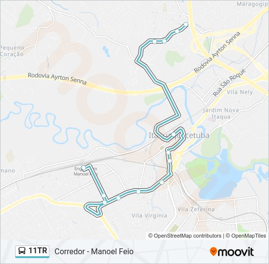 Mapa da linha 11TR de ônibus