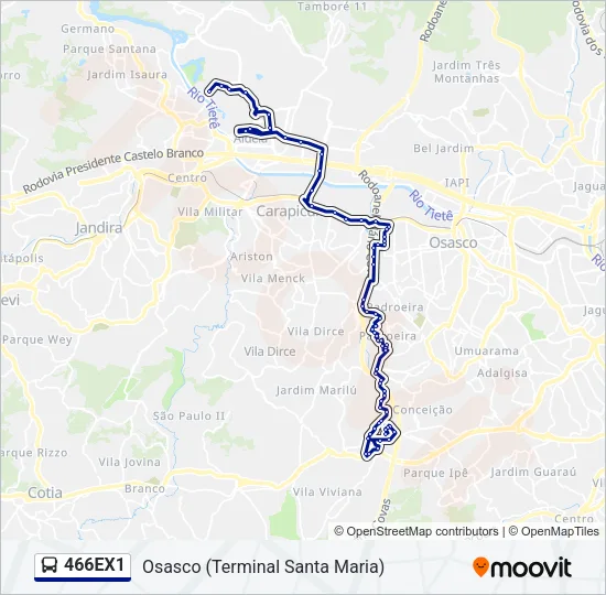 466EX1 Bus Line Map