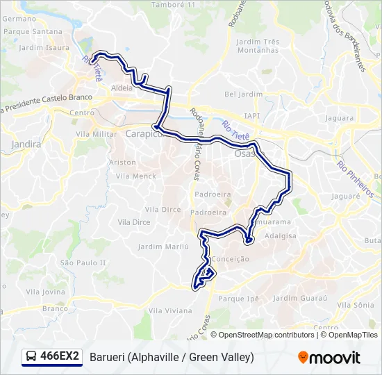 466EX2 Bus Line Map