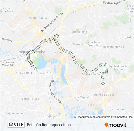 Mapa da linha 01TR de ônibus