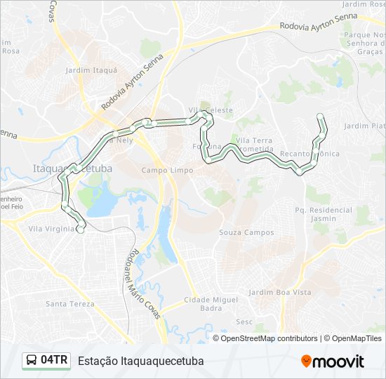 Mapa da linha 04TR de ônibus