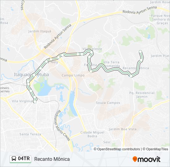Mapa da linha 04TR de ônibus