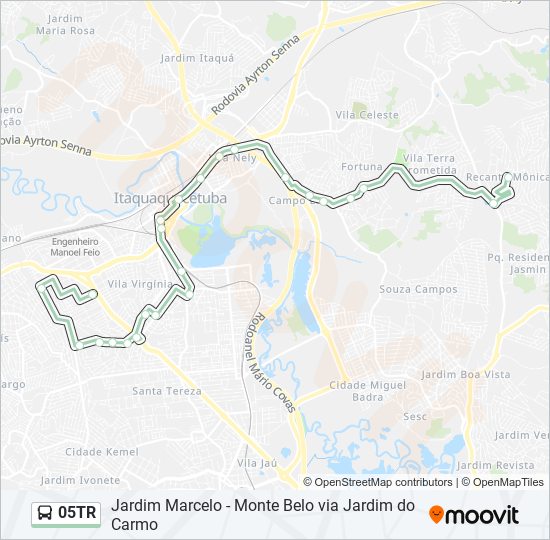 Mapa da linha 05TR de ônibus