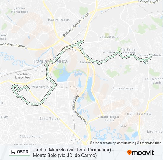 Mapa da linha 05TR de ônibus