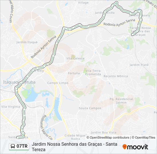 Mapa da linha 07TR de ônibus