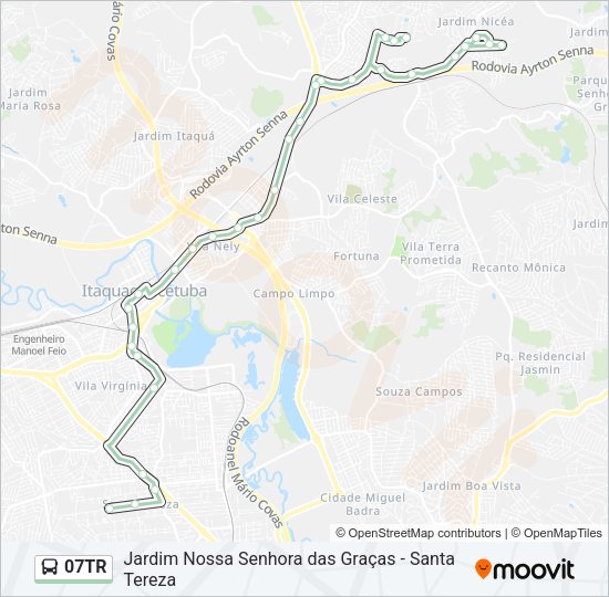 Mapa da linha 07TR de ônibus