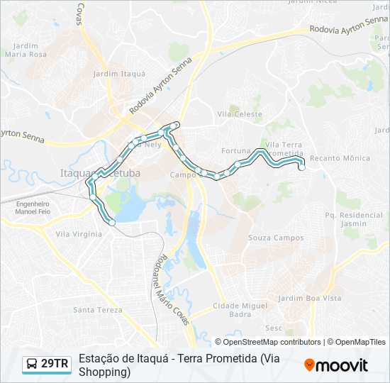 Mapa da linha 29TR de ônibus