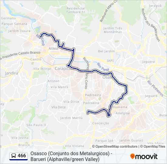 466 Bus Line Map