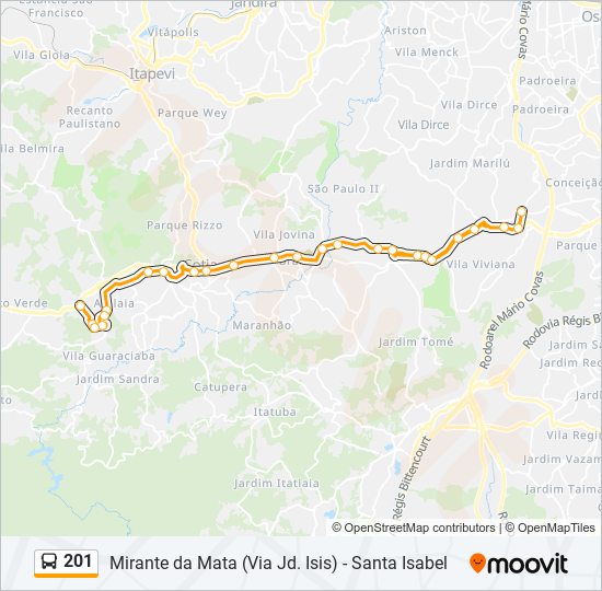 Mapa de 201 de autobús