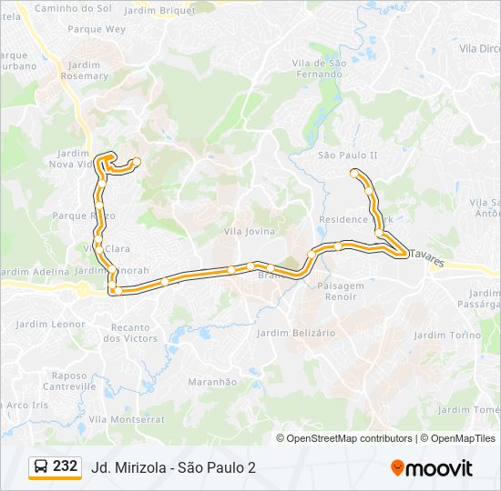 232 bus Line Map