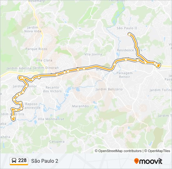 Mapa da linha 228 de ônibus