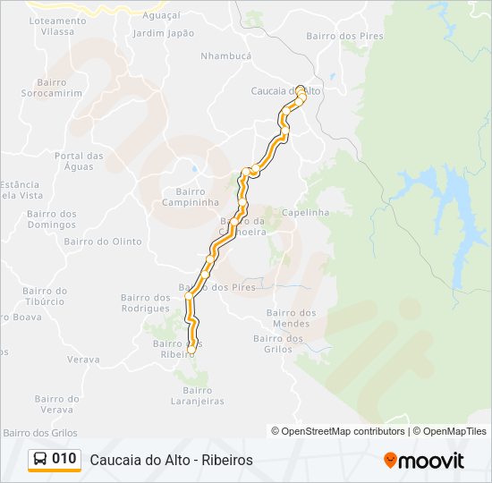 Mapa da linha 010 de ônibus