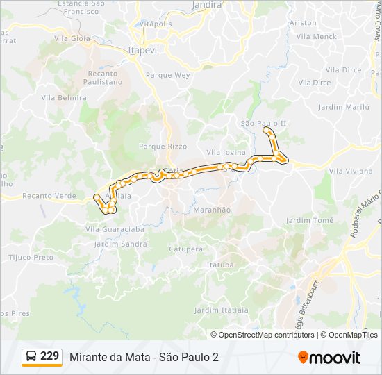 Mapa da linha 229 de ônibus