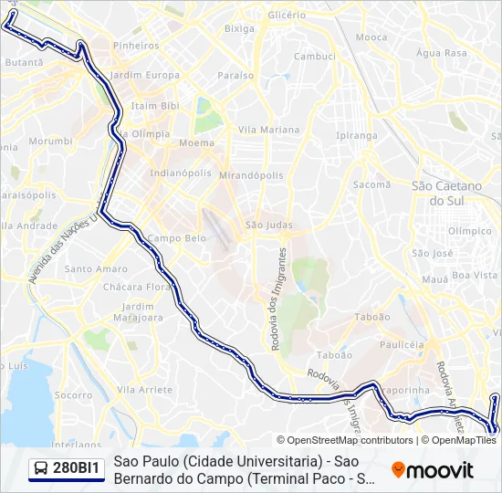 280BI1 Bus Line Map