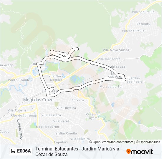 Mapa da linha E006A de ônibus