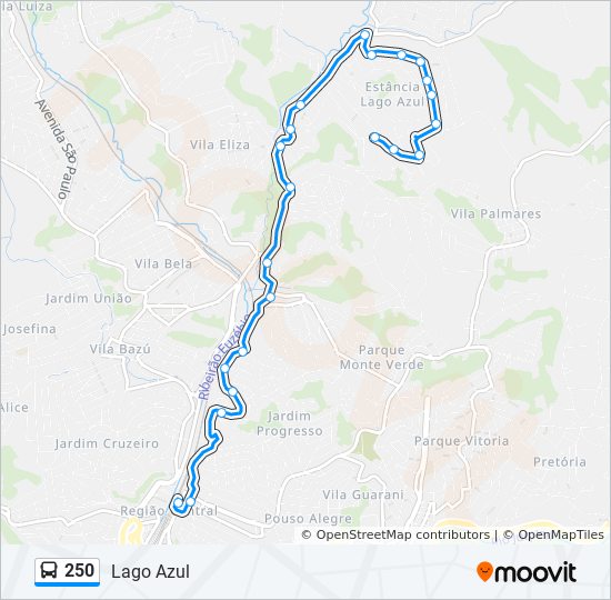 Rota da linha 250: horários, paradas e mapas - Lago Azul