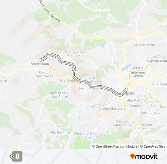 Mapa da linha  8 de trem