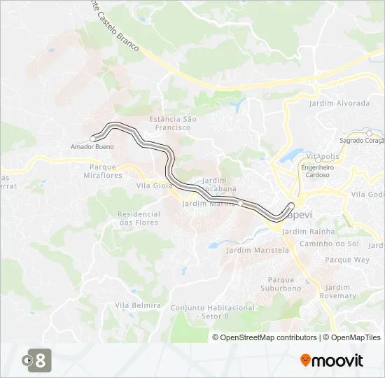LINHA 8 Train Line Map