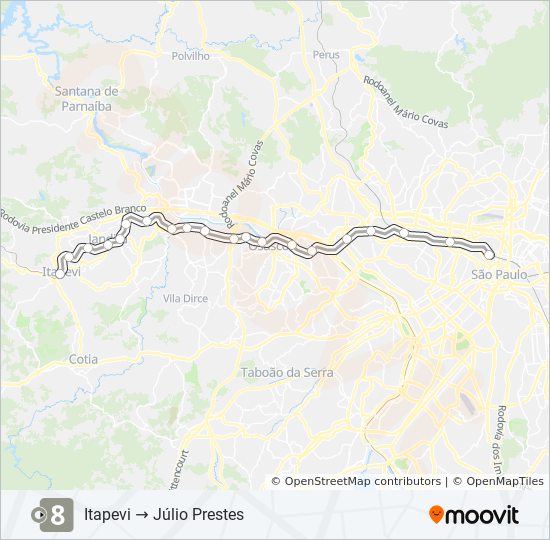 LINHA 8 train Line Map