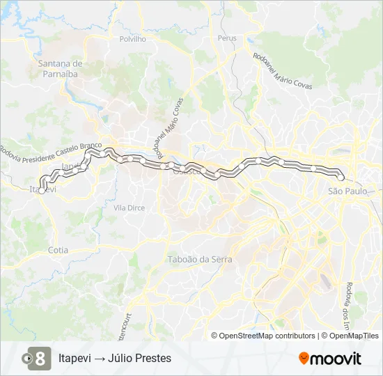 LINHA 8 Train Line Map