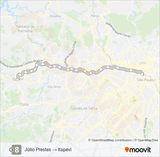 LINHA 8 Train Line Map