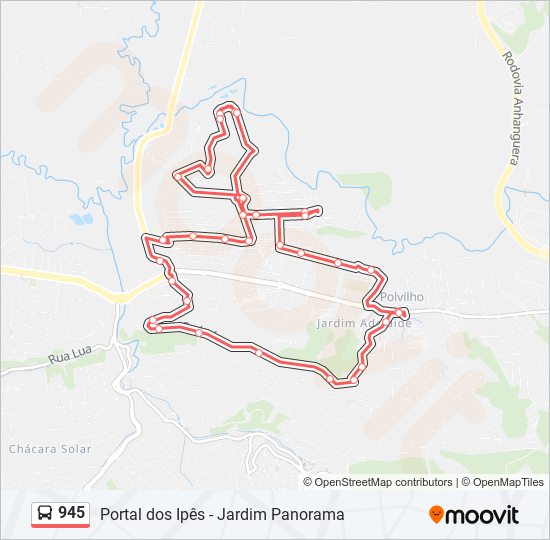 Mapa de 945 de autobús