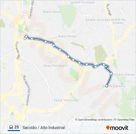 25 Bus Line Map