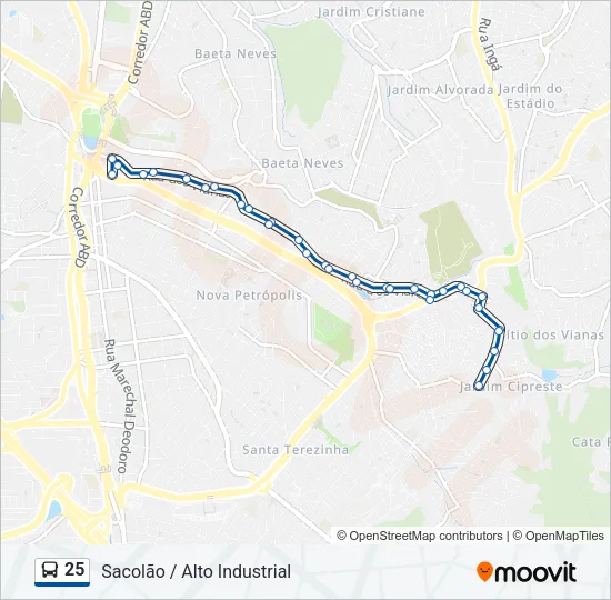 25 Bus Line Map