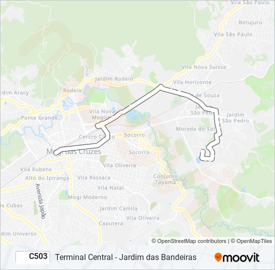 Mapa da linha C503 de ônibus