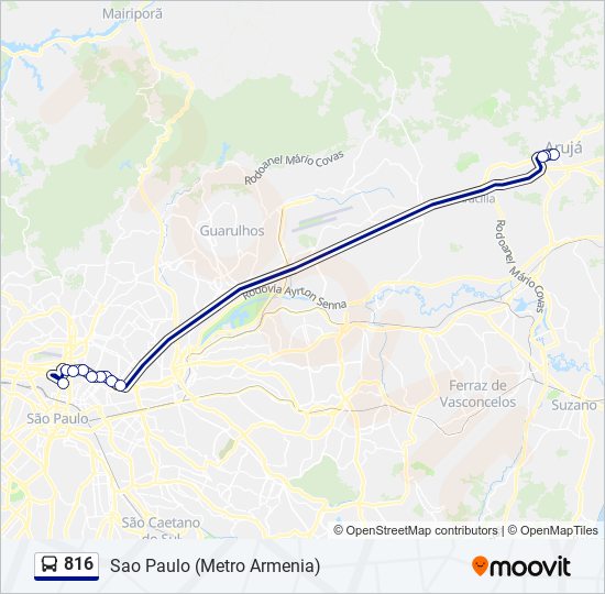 Mapa da linha 816 de ônibus