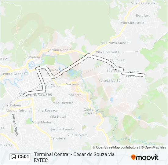 C501 Bus Line Map