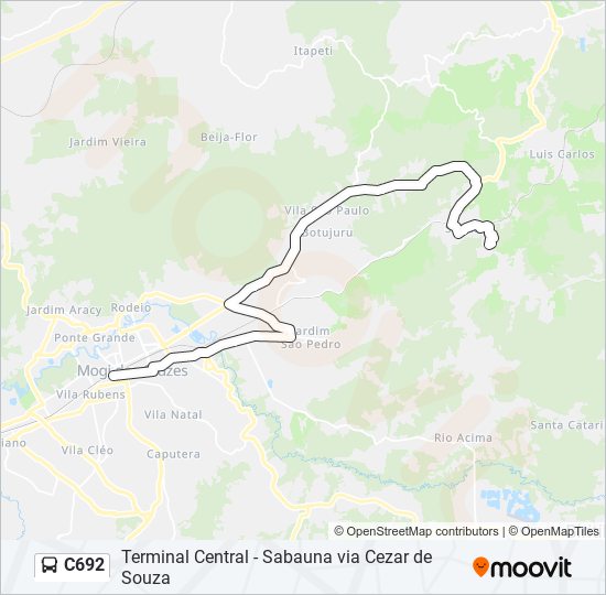 Mapa da linha C692 de ônibus